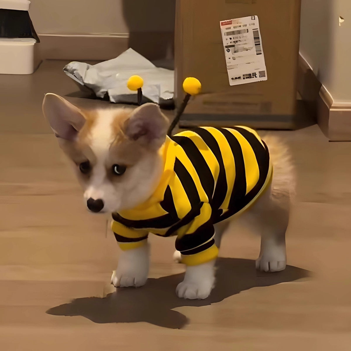Cute Bee Fleece Pet Winter Coat – Two-Legged Small Dog Warm Insulation Hoodie