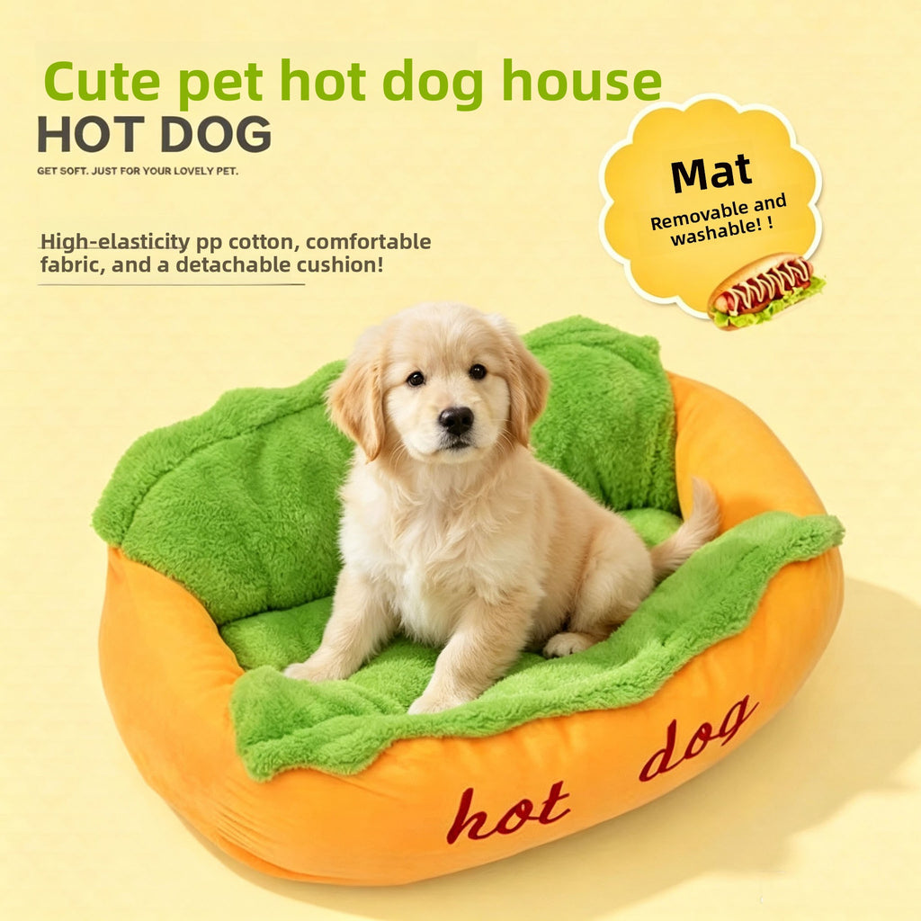 Washable Removable Pet Bed – Winter Warm PP Cotton Insulating Nest