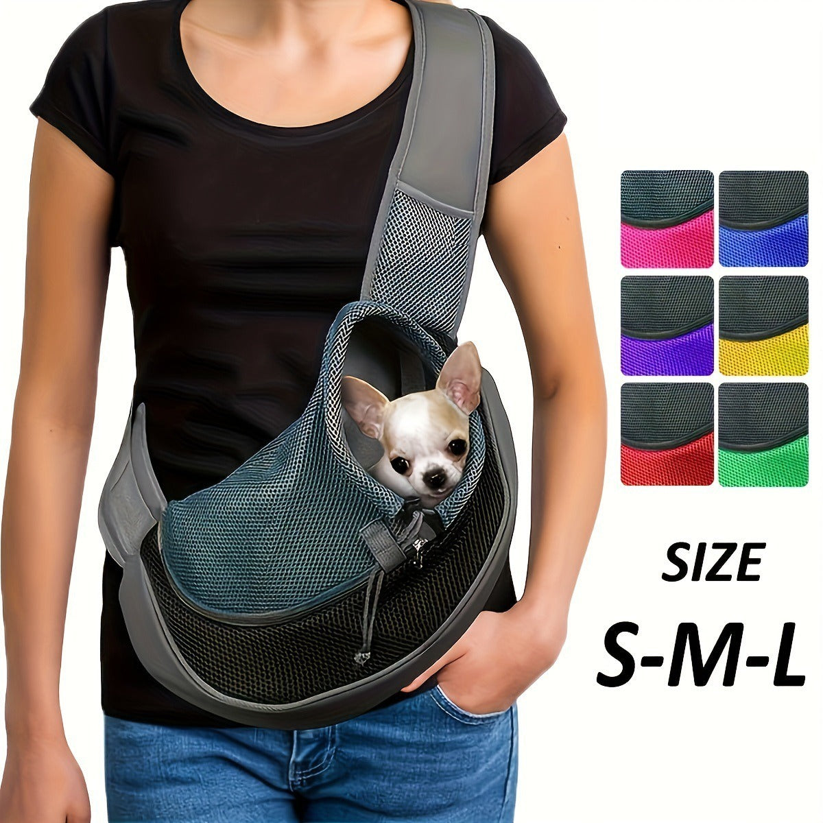 Reflective Safety Hands-Free Pet Carrier – Breathable Mesh Adjustable Crossbody Travel Bag