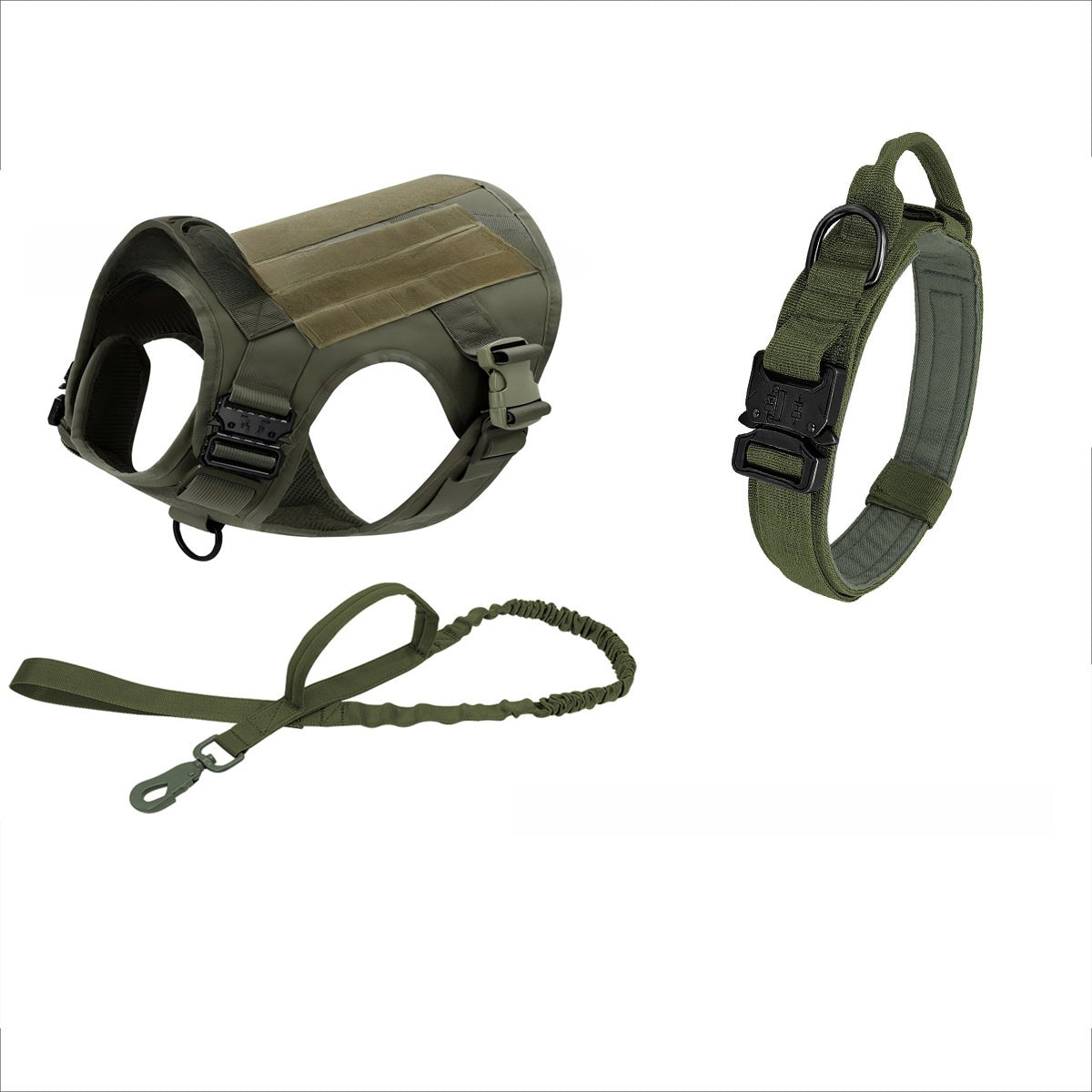 Heavy-Duty Tactical Dog Vest Set – Rugged Training Harness With Leash And Collar