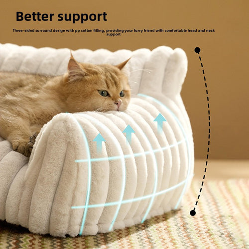 Anti-Anxiety Washable Plush Pet Sofa Bed – Removable All-Season Calming Couch Lounger