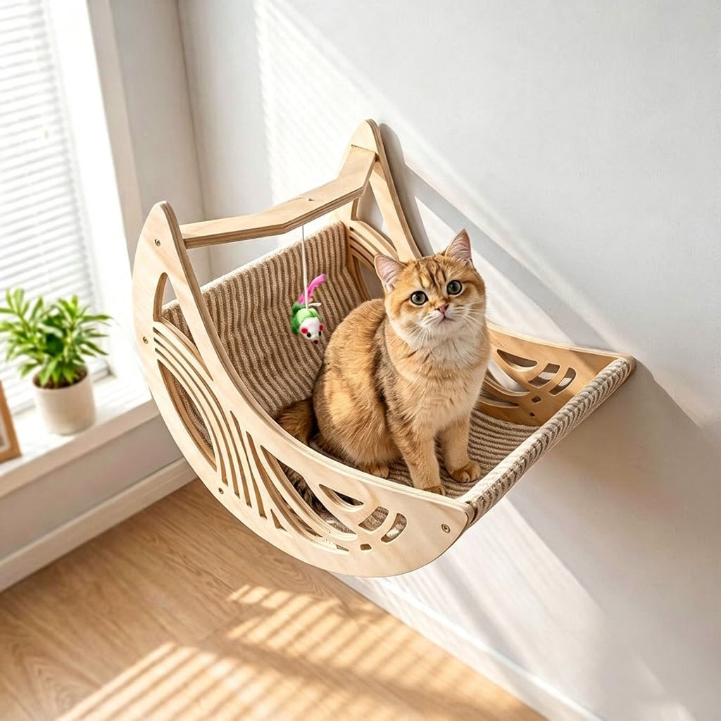 Wooden Wall-Mounted Cat Climbing Gym – Celestial Moon Bed Interactive Play Set