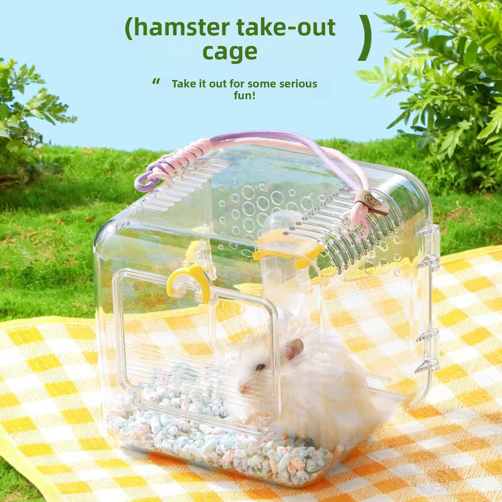 Portable Clear Panoramic Hamster Travel Cage – Lightweight Ventilation Small Pet Carrier
