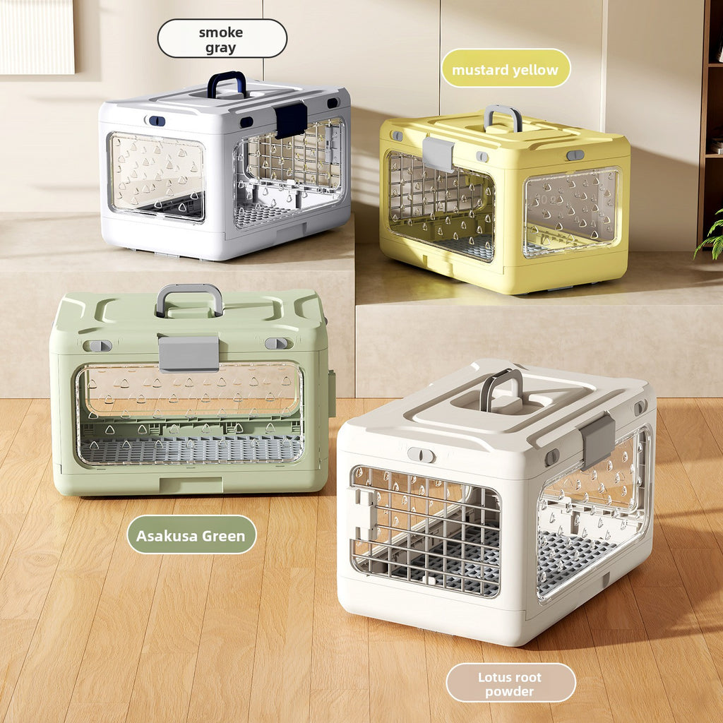 Foldable Thickened Plastic Pet Travel Cage – Space-Saving Airline Approved Multi-Pet Carrier