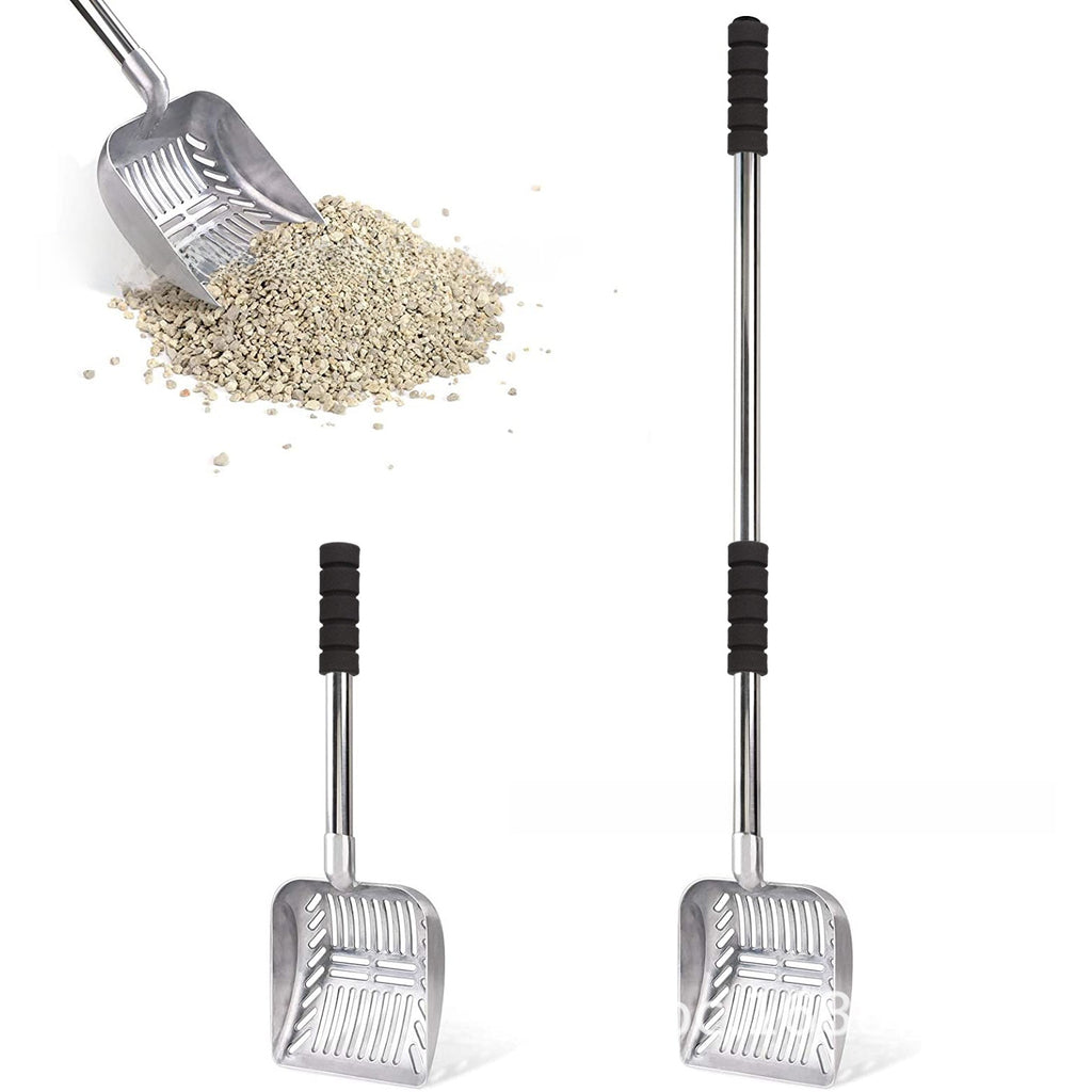 Extended Handle Aluminum Cat Litter Scoop – Ergonomic No-Bend Mesh Waste Sifter