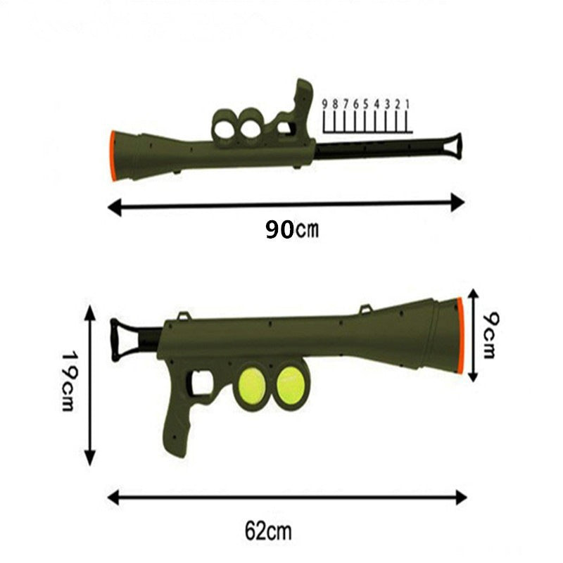 Interactive Tennis Ball Launcher Toy Gun – Handheld Fetch Training Device With Two Balls