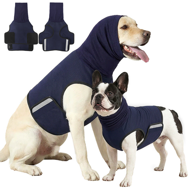 Full-Body Calming Dog Anxiety Vest – Breathable Noise Reduction Wrap With Headgear