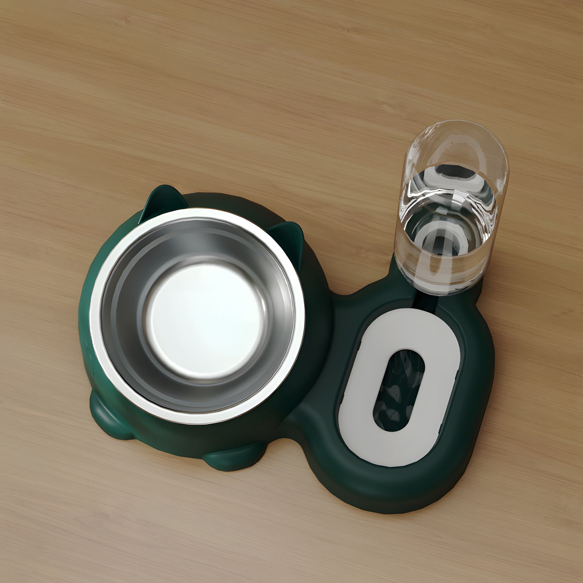 Gravity Automatic Pet Water Refill Fountain – Non-Electric Dual Food Bowl Station
