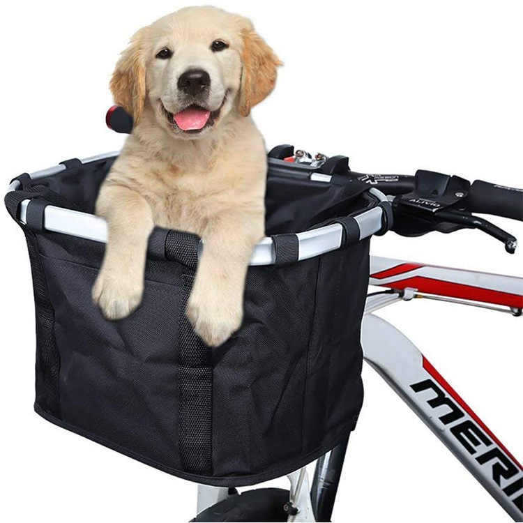 Foldable Bicycle Pet Basket Carrier – Universal 600D Oxford Aluminum Frame Cargo Tote