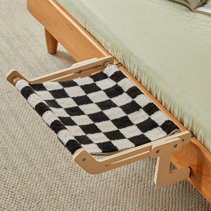 Versatile Wooden Hanging Cat Hammock – Multi-Mount Window Balcony and Bedside Cradle