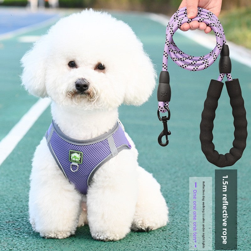 No-Pull Breathable Pet Harness Vest – Adjustable Reflective Night Safety Walking Set