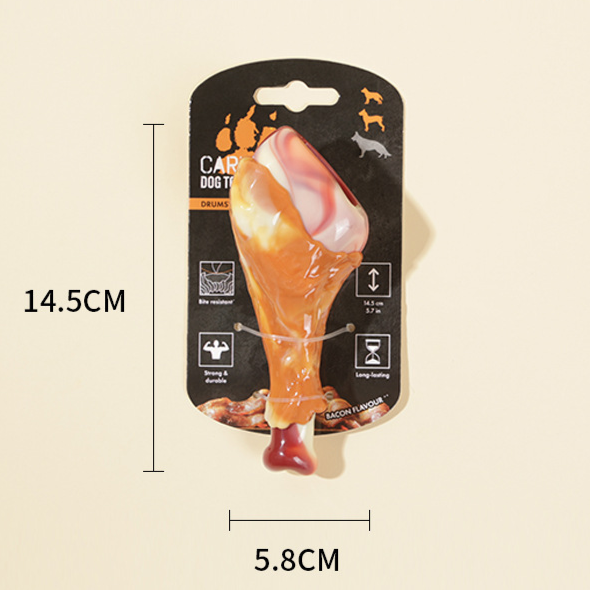 Heavy-Duty Rubber Teething Dog Toy – Bone Chicken Leg Molar Dental Health Bone