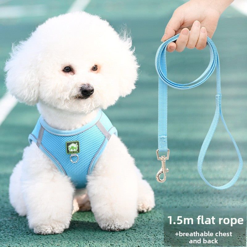 No-Pull Breathable Pet Harness Vest – Adjustable Reflective Night Safety Walking Set