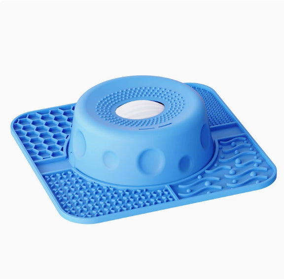 Silicone Slow Feeder Bowl – Calming Licking Mat With Rolling Toy For Anxiety