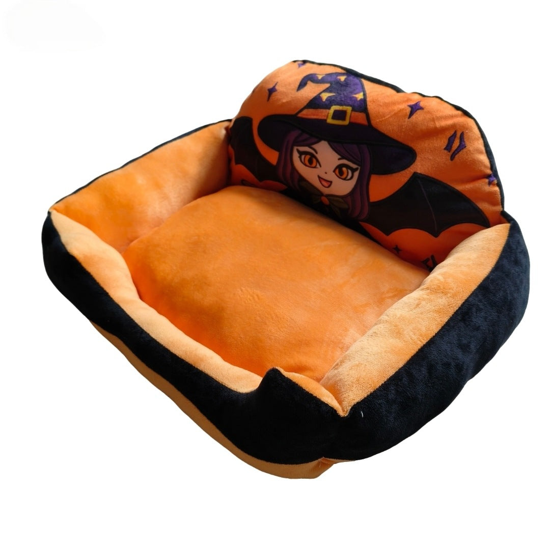 Halloween Spooky Cartoon Pet Sofa Bed – Soft Winter Warm Festive Atmosphere Cushion