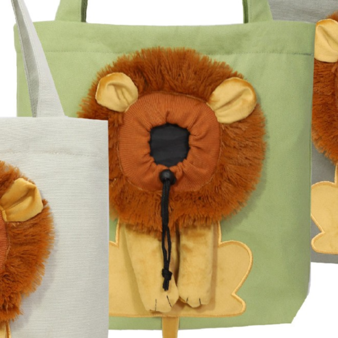 Cartoon Lion Canvas Pet Sling Carrier – Adjustable Head-Out Travel Shoulder Tote