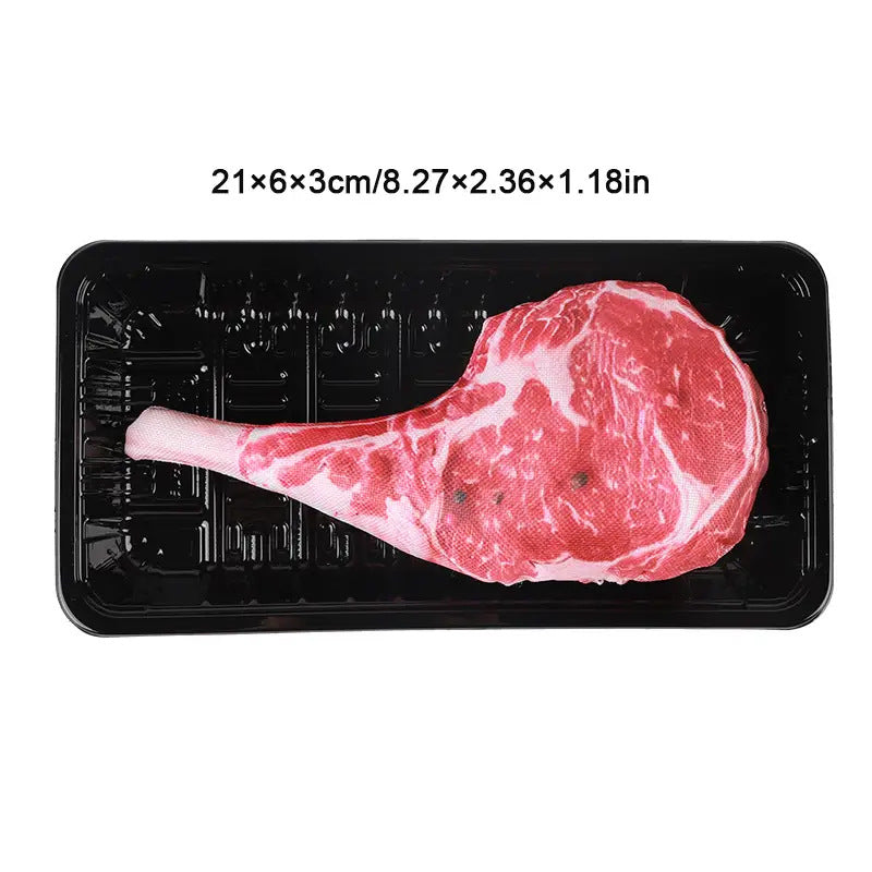 Heavy-Duty Canvas Steak Dog Chew Toy – Tomahawk Shape Interactive Boredom Relief Pouch
