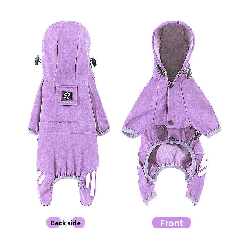 Full-Body Four-Legged Waterproof Dog Raincoat – Integrated Leash Hole Breathable Storm Hoodie