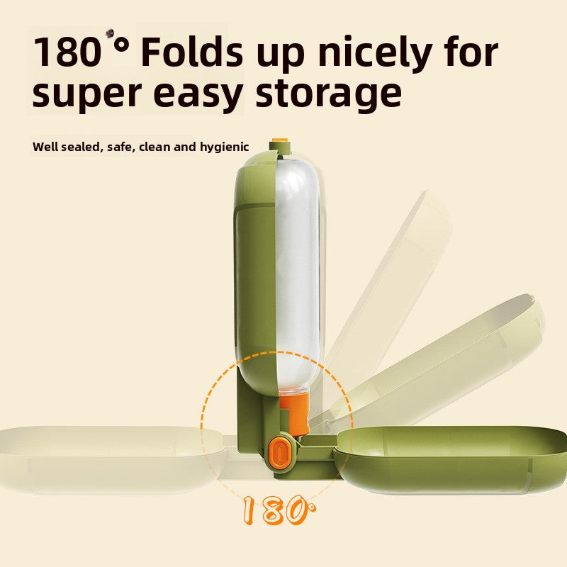 2-in-1 Portable Pet Travel Bottle – Foldable Bowl With Integrated Food Container