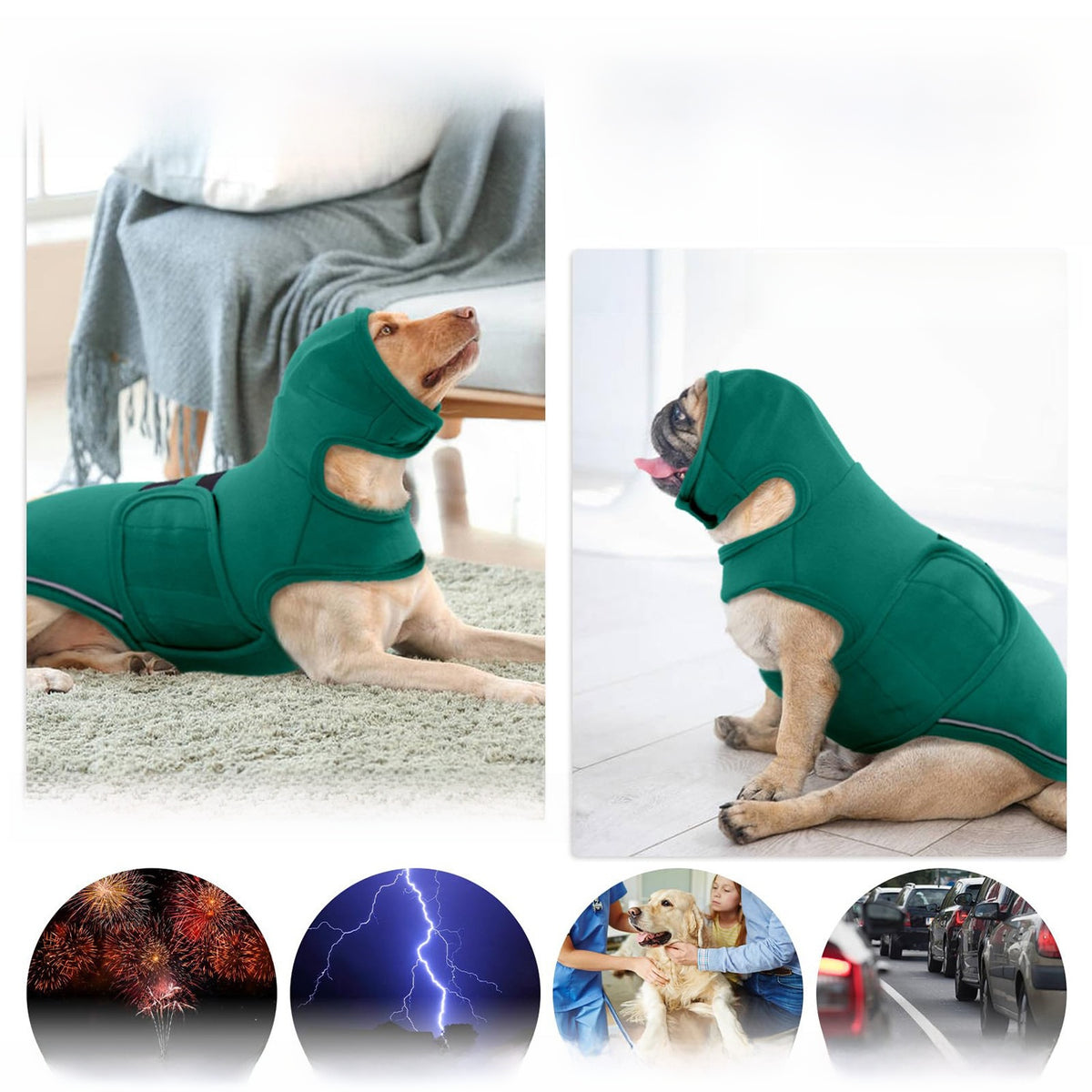 Adjustable Dog Anxiety Relief Vest – Calming Compression Wrap For Thunderstorm Stress