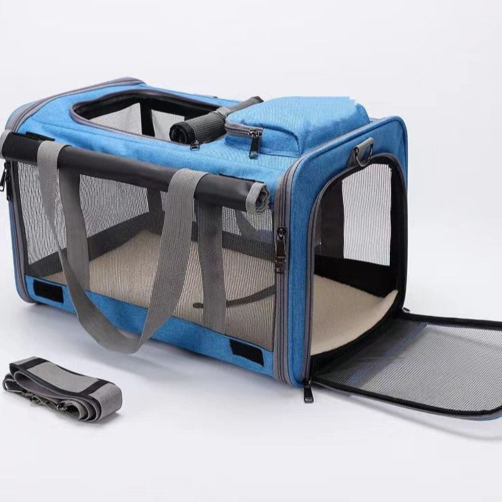 Large-Capacity Foldable Pet Carrier Bag – Car-Mounted Travel Oxford Cloth Suitcase