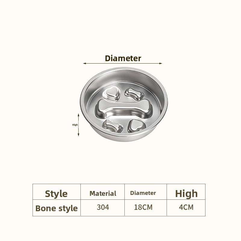 Heavy-Duty Stainless Steel Slow Feeder Bowl – No-Slip Rust-Resistant Anti-Choke Meal Station