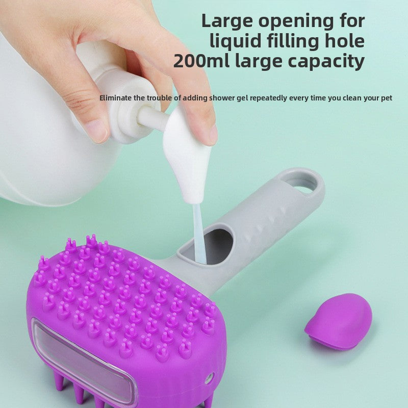 Dual-Sided Silicone 3-in-1 Pet Shampoo Dispensing Massage Grooming Scrubber Bath Brush