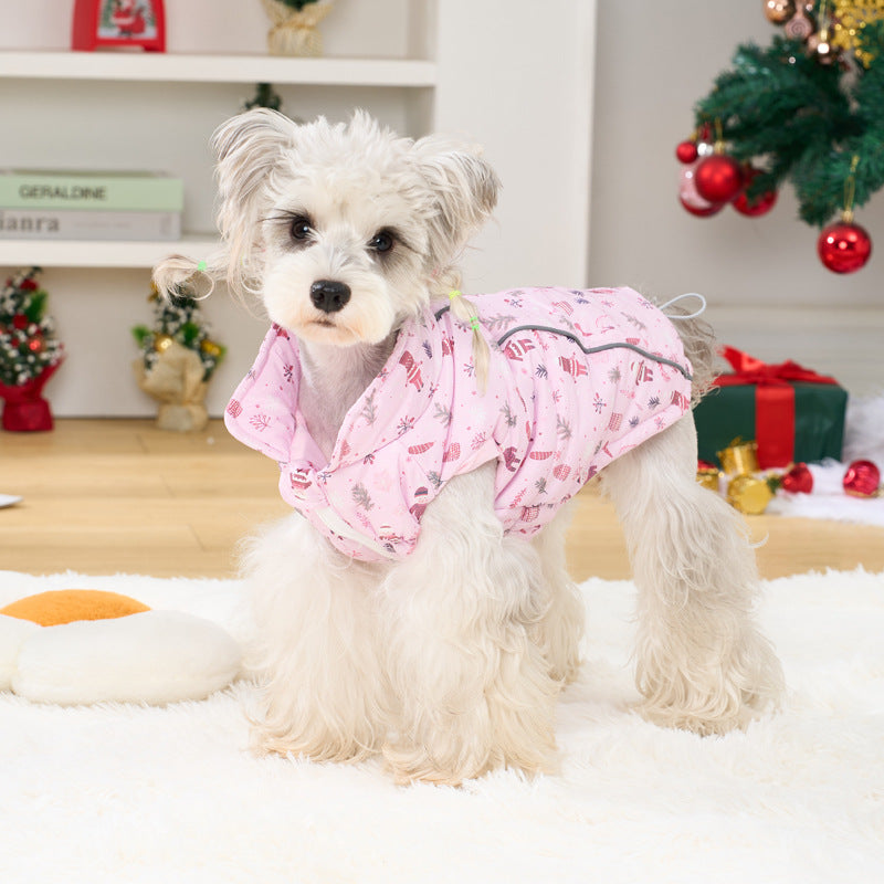 Festive Christmas LED-Reflective Dog Vest – Winter Warm Holiday Pet Safety Apparel