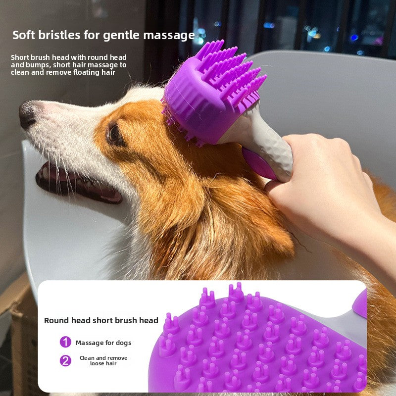 Dual-Sided Silicone 3-in-1 Pet Shampoo Dispensing Massage Grooming Scrubber Bath Brush