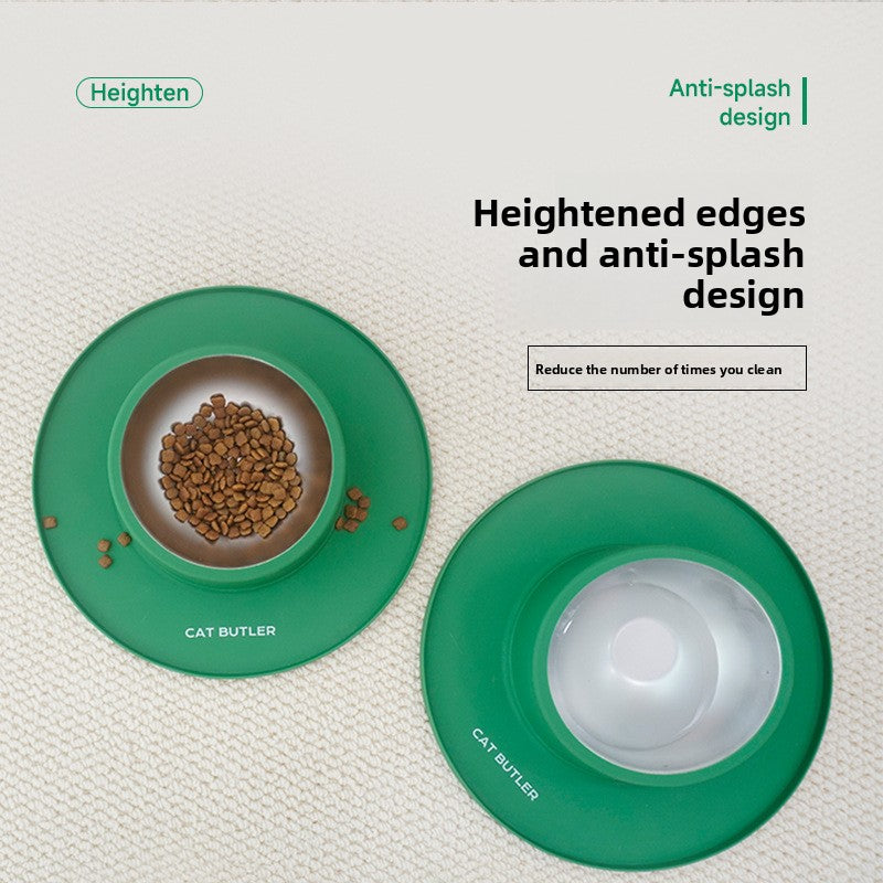 Anti-Slip Dual Silicone Pet Bowl – No-Spill Elevated Food And Water Mat Station