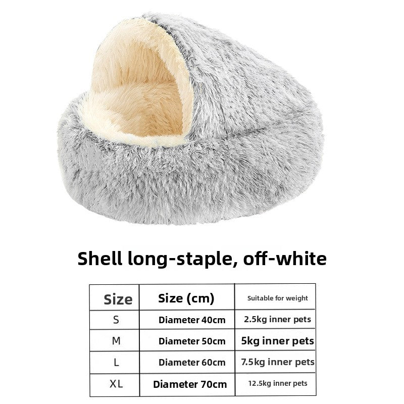 Semi-Enclosed Shell Shape Pet Cave Bed – Deep Sleep Insulating Plush Velvet Lounger