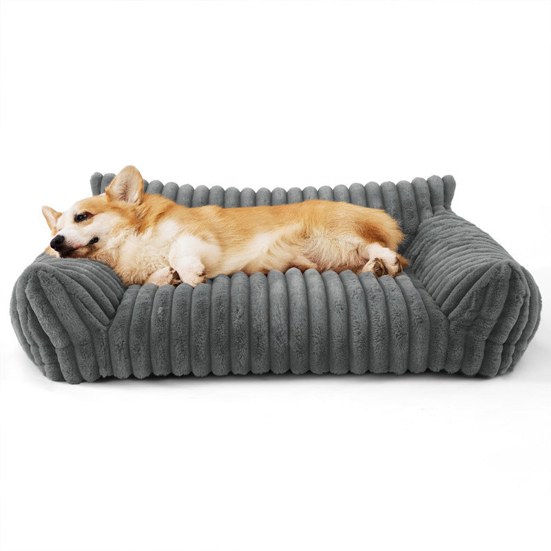 Anti-Anxiety Washable Plush Pet Sofa Bed – Removable All-Season Calming Couch Lounger