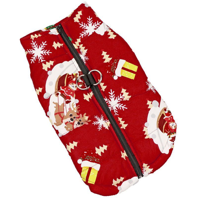 Windproof Cotton Dog Winter Coat – Festive High-Visibility Heavy-Duty Warm Vest