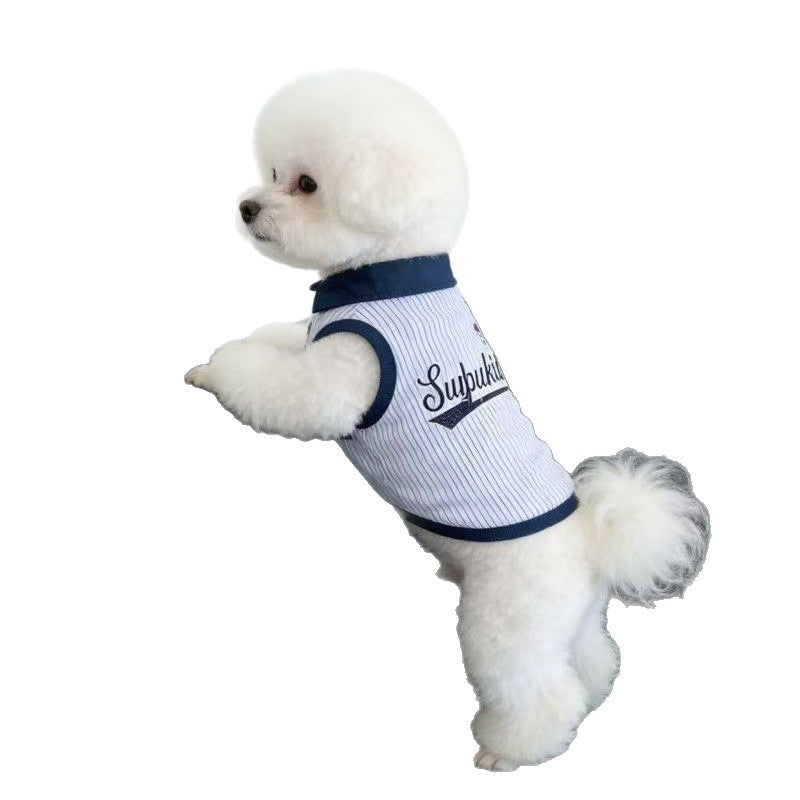 Classic Polo Collar Summer Dog Vest – Lightweight Breathable Thin Home Lounge Wear