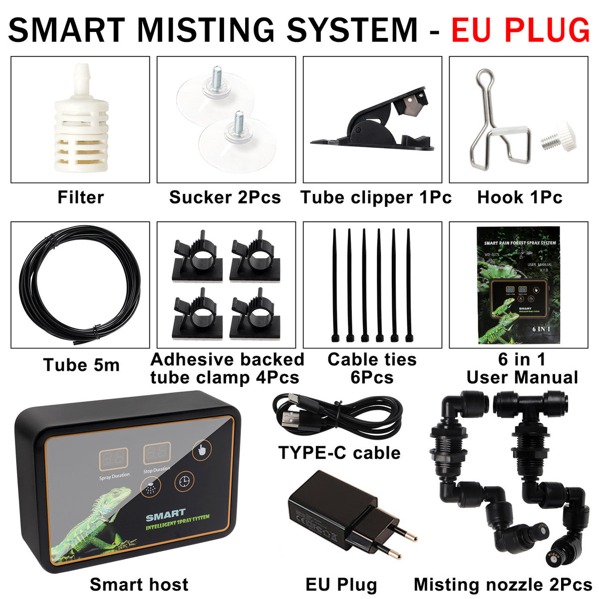 Programmable Reptile Terrarium Misting System – Automatic Smart Timing Humidity Spray Kit