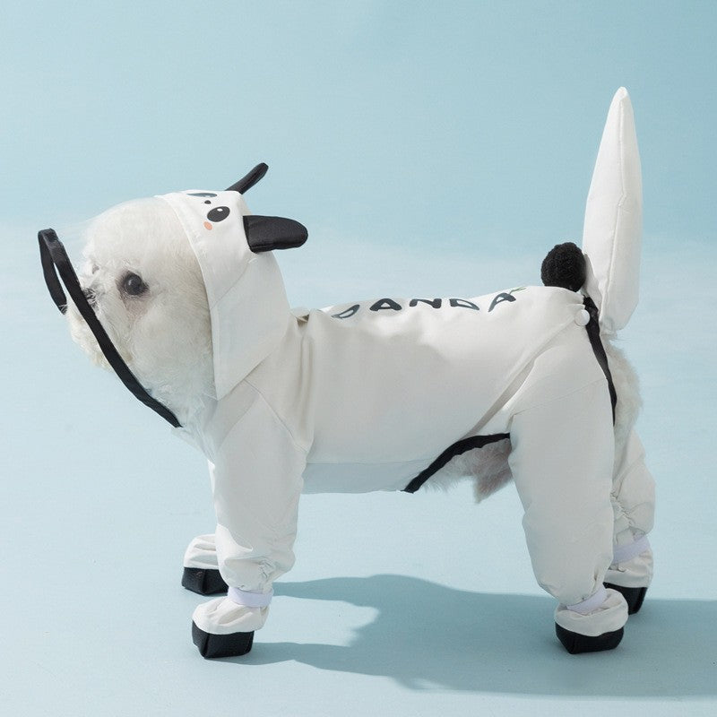 Full-Body Four-Legged Waterproof Pet Raincoat – Detachable Tail Removable Bootie Storm Hoodie