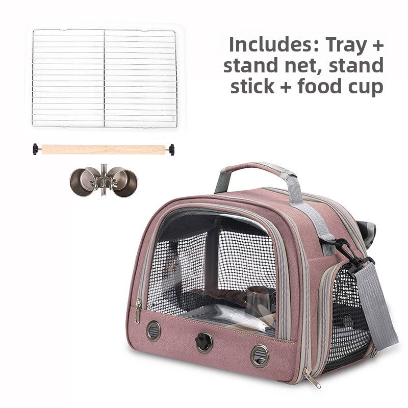 Portable Bird Carrier Shoulder Bag – Breathable Mesh Adjustable Travel Parrot Tote