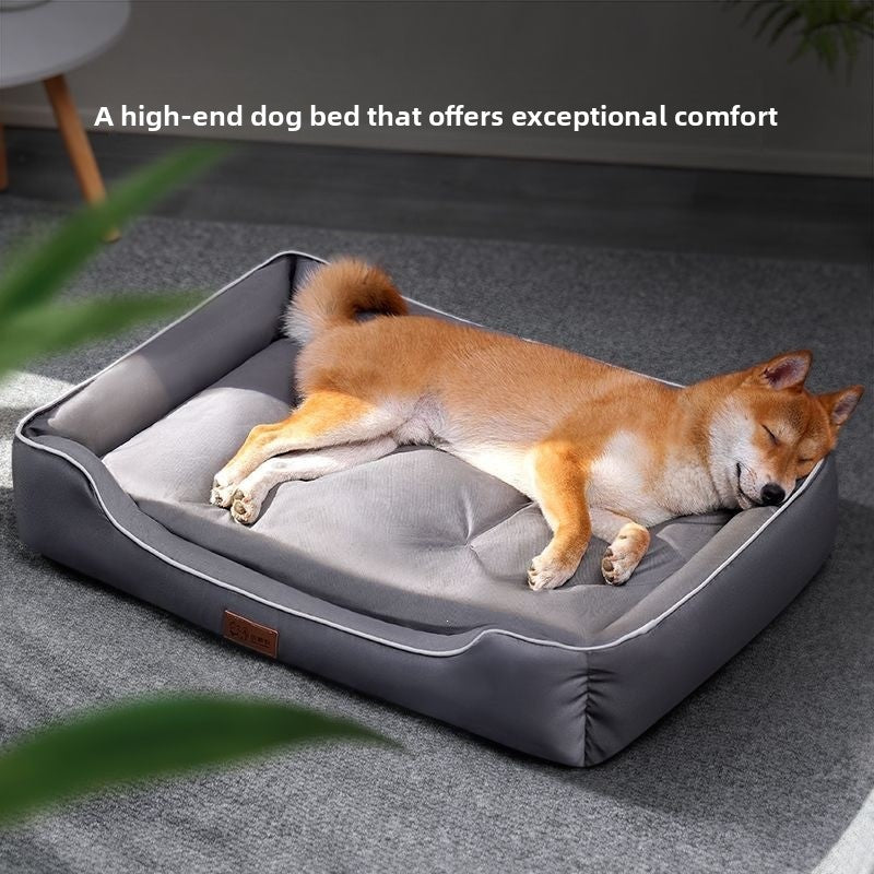 Chew-Resistant All-Seasons Cooling Pet Bed – Urine-Proof Washable Non-Stick Fur Cushion