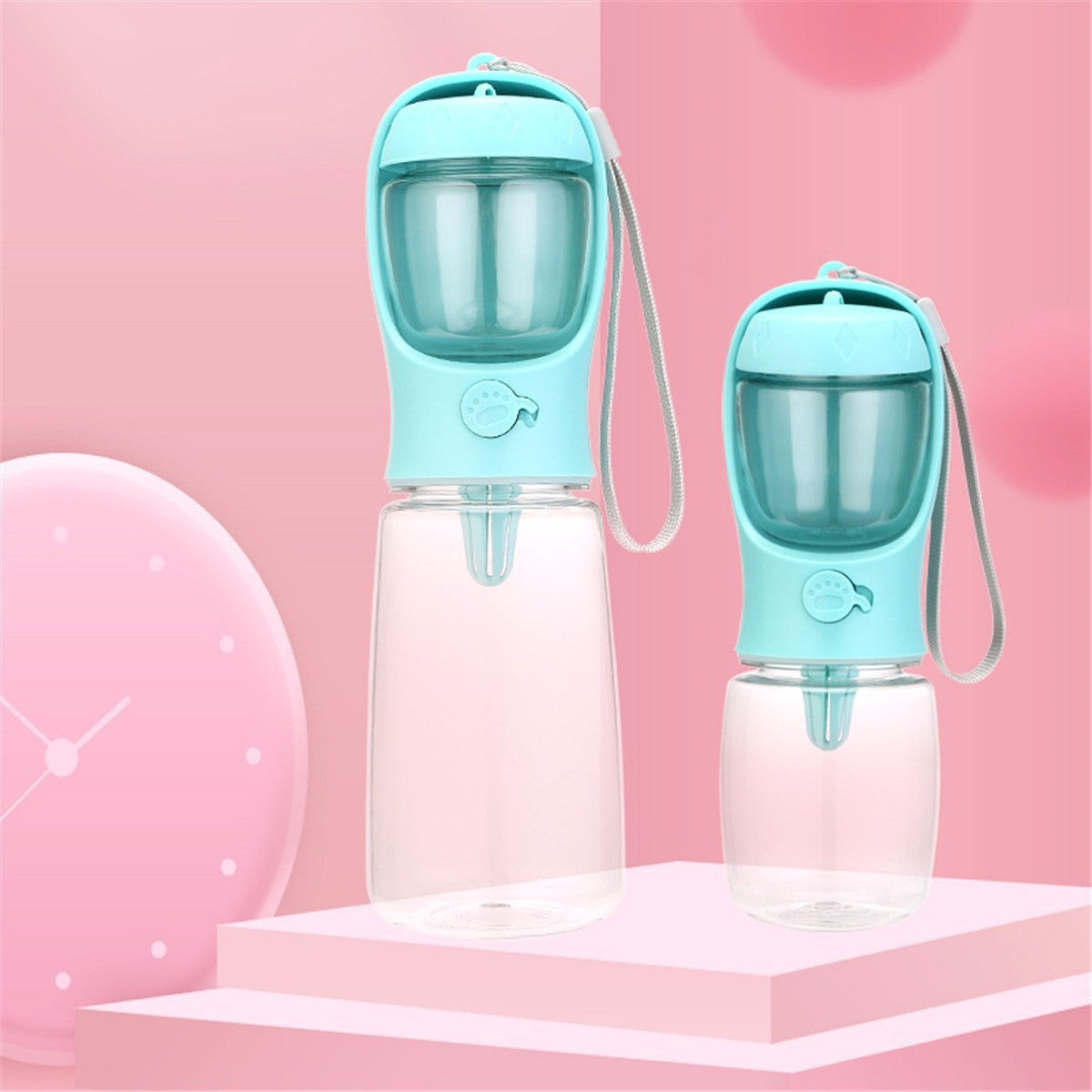 2-in-1 Portable Pet Travel Bottle – Leak-Proof Outdoor Food Water Dispenser Cup