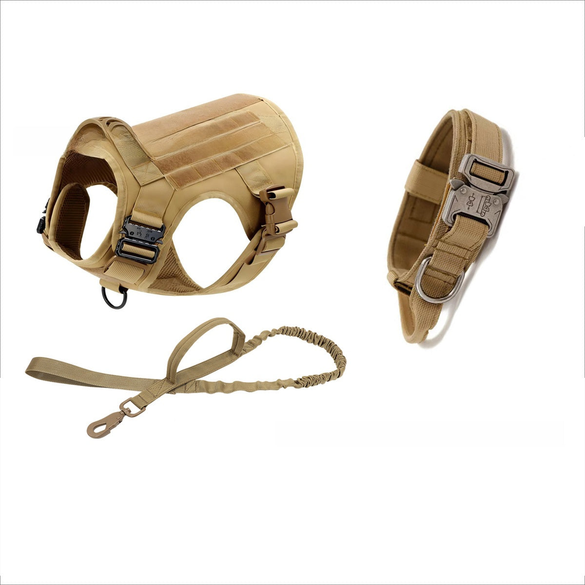 Heavy-Duty Tactical Dog Vest Set – Rugged Training Harness With Leash And Collar