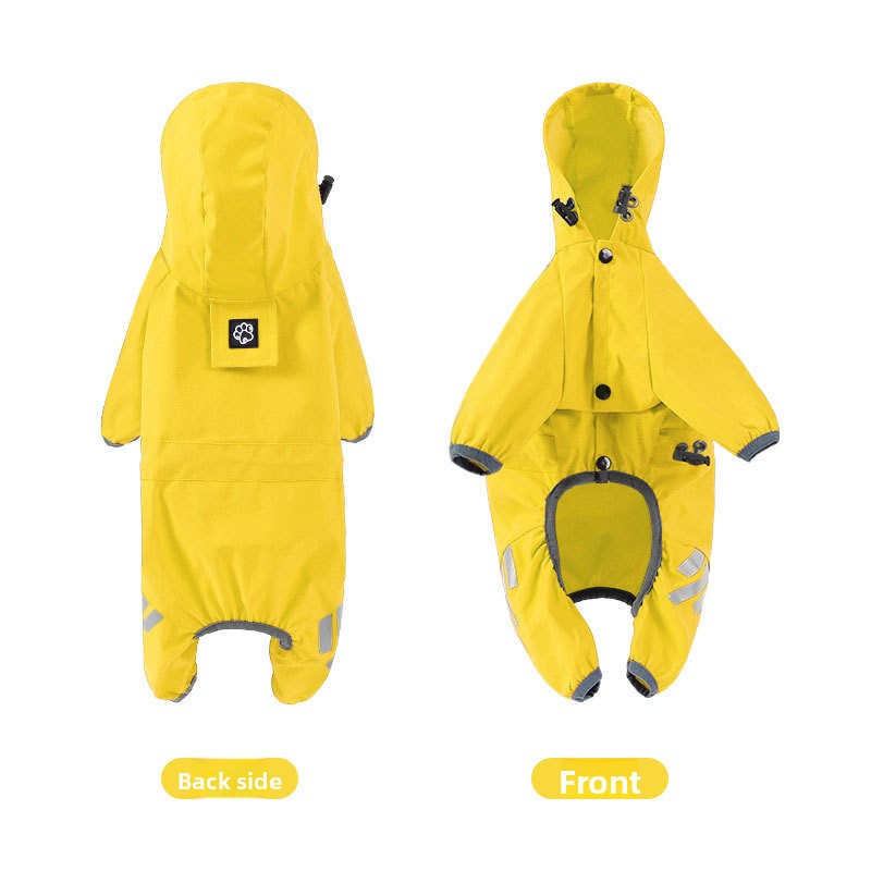 Full-Body Four-Legged Waterproof Dog Raincoat – Integrated Leash Hole Breathable Storm Hoodie