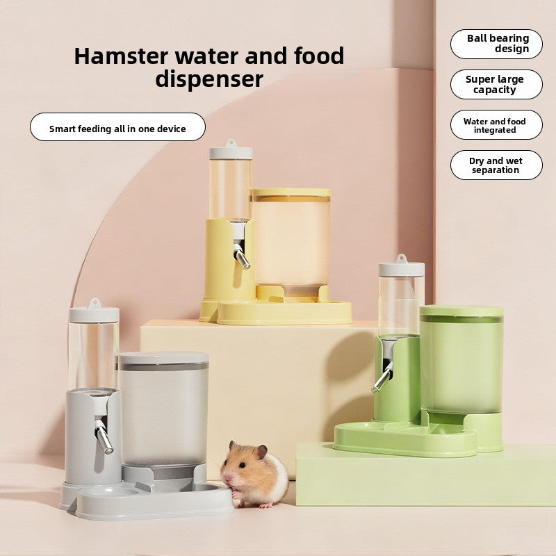 2-in-1 Automatic Hamster Food Feeder Waterer – Anti-Spill Small Pet Dispenser Station