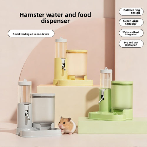 2-in-1 Automatic Hamster Food Feeder Waterer – Anti-Spill Small Pet Dispenser Station