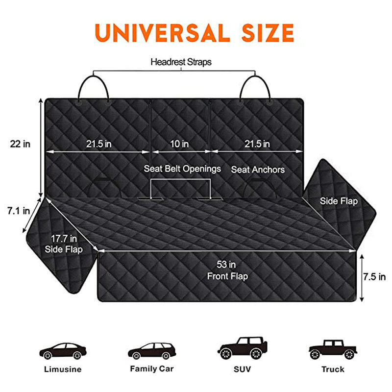 Waterproof 600D Oxford Pet Car Seat Mat – Non-Slip PP Cotton Travel Hammock Protector