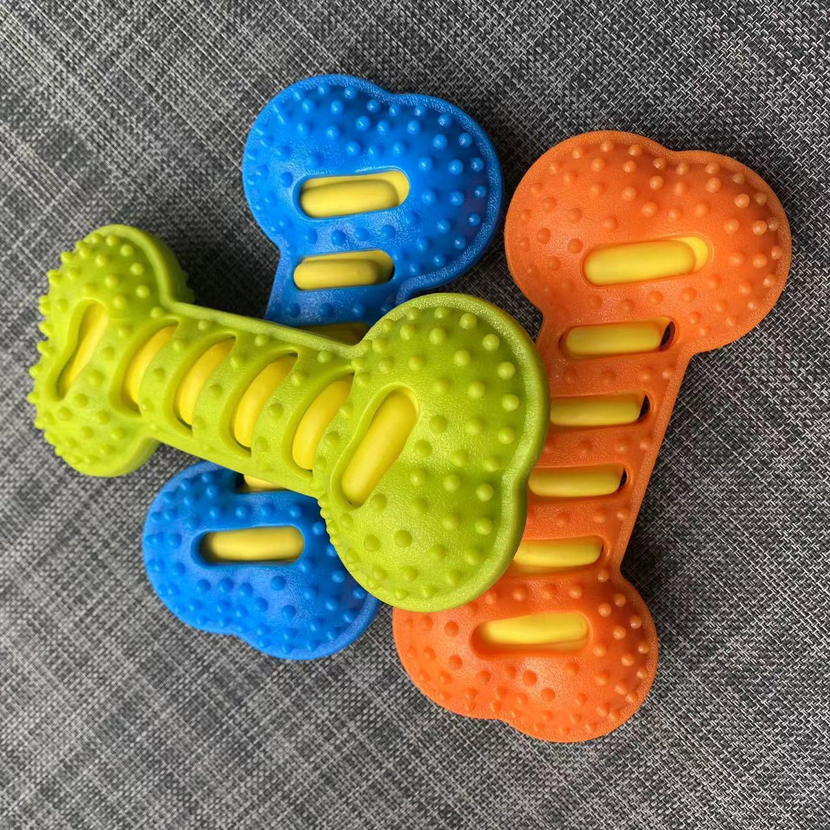 Heavy-Duty Squeaky Bone Dog Toy – Indestructible Rubber Dental Health Boredom Relief
