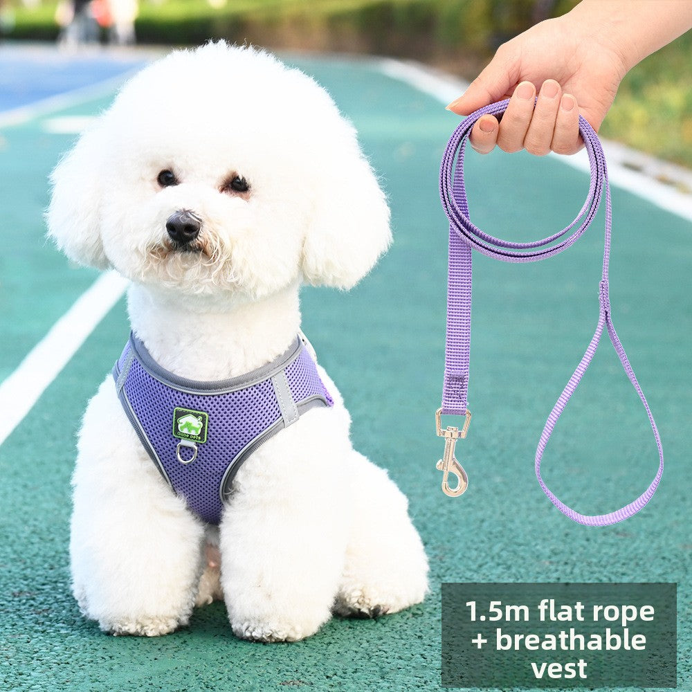No-Pull Breathable Pet Harness Vest – Adjustable Reflective Night Safety Walking Set