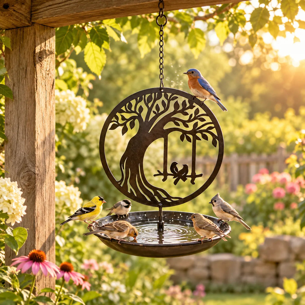 Decorative Metal Silhouette Bird Feeder – Heavy-Duty Weather-Resistant Outdoor Hanging Hook