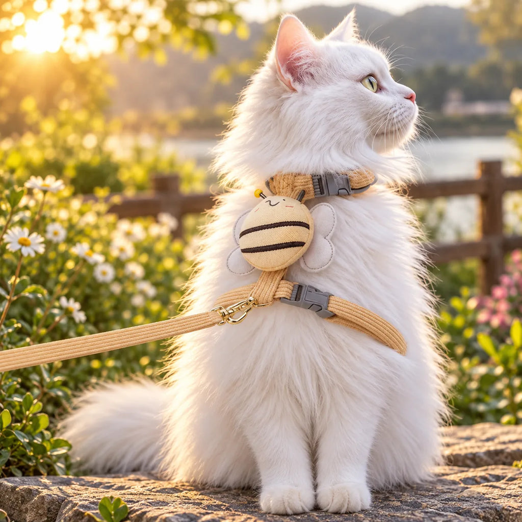 No-Choke Escape-Proof I-Shaped Cat Harness – Adjustable Reflective Night Safety Walking Vest