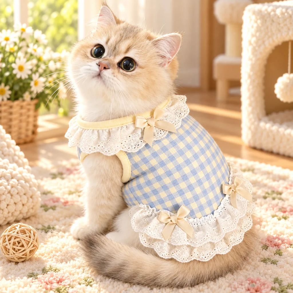 Elegant Princess Lace Cat Vest Dress – Thin Breathable Summer Anti-Shedding Loungewear