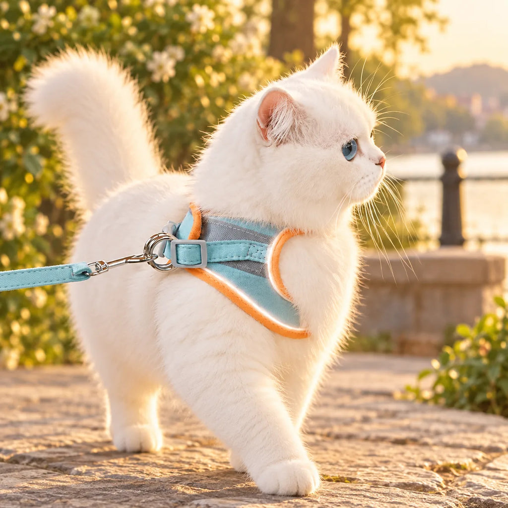 No-Choke Escape-Proof Cat Vest Harness – Adjustable Soft Cloth Walking Leash Set